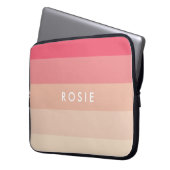 Rosa Pastellstreifen Laptopschutzhülle (Vorderseite Links)