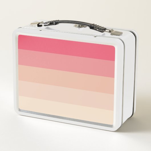 Rosa Pastellstreifen Metall Brotdose (Rückseite)