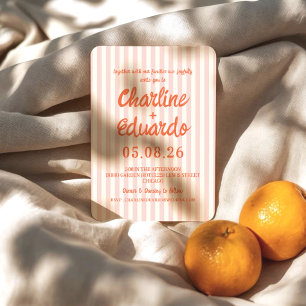 Rosa Pastellstreifen Moderne Hochzeit Einladung