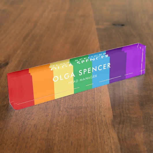 Rosa Pastellstreifen Namensplakette (Seite)