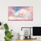 Rosa Pastellwolken Wolken Wolkenkratzer Kunst Poster (Heimbüro)