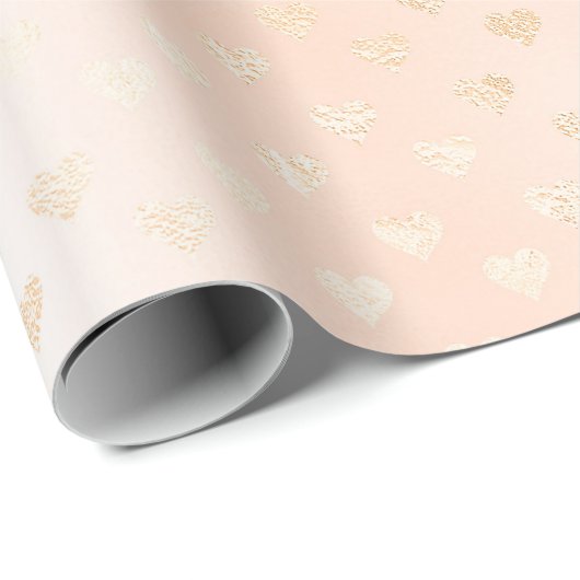 Rosa Pastelpulver Herzstück Elegante Confetti Geschenkpapier (Rolleneckpunkt)