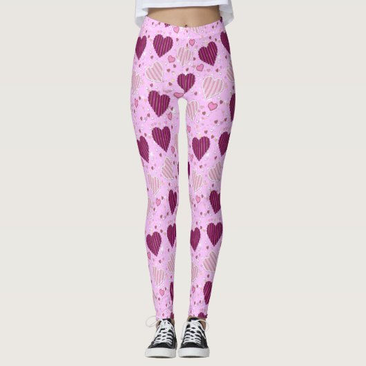 Rosa Patchwork Herz Leggings (Vorderseite)