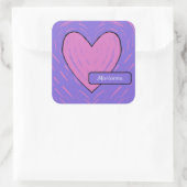 Rosa Patchwork Herz Quadratischer Aufkleber (Tasche)