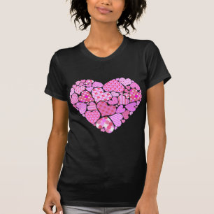 Rosa Patchwork Herz T-Shirt