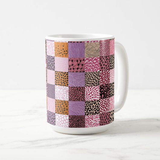Rosa Patchwork-Kaffeetasse ☕💖 Kaffeetasse (VorderseiteRechts)