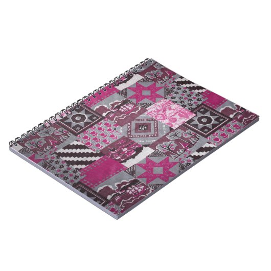 rosa Patchwork-Notebook Notizblock (Linke Seite)