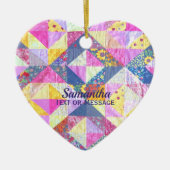 Rosa Patchwork Quilt Keramik Ornament (Vorne)