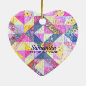 Rosa Patchwork Quilt Keramik Ornament (Hinten)