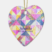 Rosa Patchwork Quilt Keramik Ornament (Links)