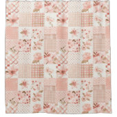 Rosa Patchwork-Quilt Ländliches Floral Retro Duschvorhang (Vorderseite)