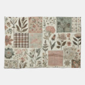 Rosa Patchwork Quilt Rustikale Blumenmuster Geschirrtuch (Horizontal)