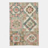 Rosa Patchwork Quilt Rustikale Blumenmuster Geschirrtuch (Vertikal)
