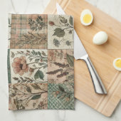 Rosa Patchwork Quilt Rustikale Blumenmuster Geschirrtuch (Viertel Falte)