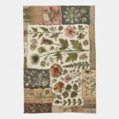 Rosa Patchwork Quilt Rustikale Blumenmuster Geschirrtuch (Vertikal)