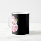 Rosa Patchwork-Weihnachtsmann Brustkrebs-Bewusstse Kaffeetasse (Vorderseite Links)