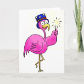 Rosa patriotischer Flamingo-HutSparkler Karte (Vorderseite)