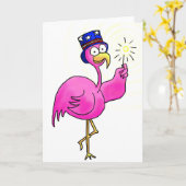 Rosa patriotischer Flamingo-HutSparkler Karte (Gelbe Blume)
