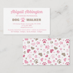 Rosa Paw druckt Dog Walker Business Card Visitenkarte