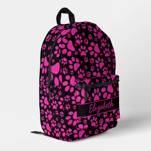 Rosa Paw Prints Personalisiert Bedruckter Rucksack (Rückseitige Ecke links)