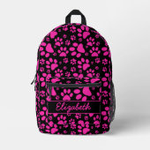 Rosa Paw Prints Personalisiert Bedruckter Rucksack (Vorderseite)