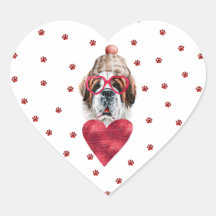 Rosa Paws Saint Bernard Dog Valentine