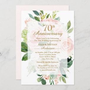 Rosa Peach Bloom 70. Hochzeitstag Einladung