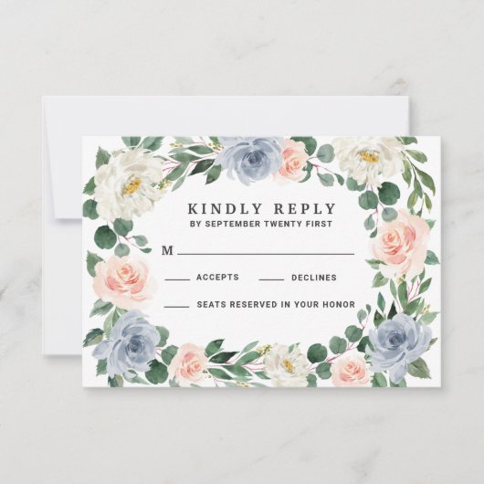 Rosa Peach Wedding RSVP Cards Karte (Vorderseite)