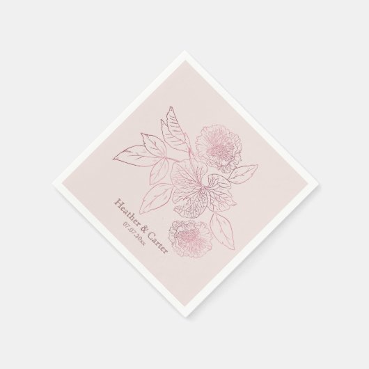 Rosa Pearl Botanical Serviette (Ecke)