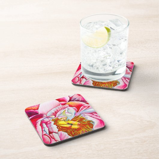 Rosa Peña Wasserfarbe Kunst Getränkeuntersetzer (Rechte Seite)