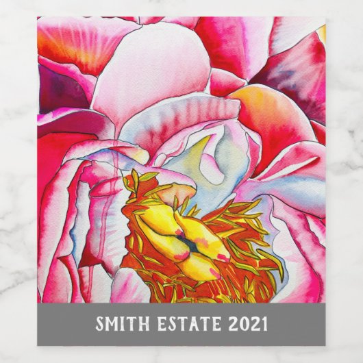 Rosa Peña Wasserfarbe Kunst Weinetikett (Einzelnes Label)