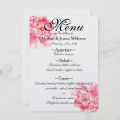 Rosa Peonies Blumenmenü Menükarte (Vorne/Hinten)
