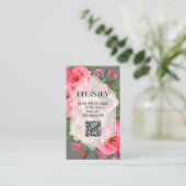 Rosa Peonies Graues Brautparty - QR-Code Begleitkarte (Stehend Vorderseite)