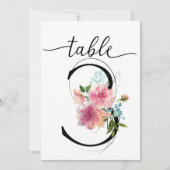 Rosa Peonies Tabelle drei Tischnummern (Vorderseite)