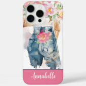 Rosa Peonies und Denim Charm Case-Mate iPhone Hülle (Rückseite)