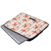 Rosa Peonings und Streifen Personalisiert Laptopschutzhülle (Vorne Knopf)