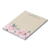 Rosa Peony auf Pergament vom Schreibtisch aus Notizblock (Rotiert)