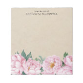 Rosa Peony auf Pergament vom Schreibtisch aus Notizblock (Vorderseite)