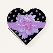 Rosa Peony Blume Lila Monogram Black Notebook Notizblock (Vorderseite)