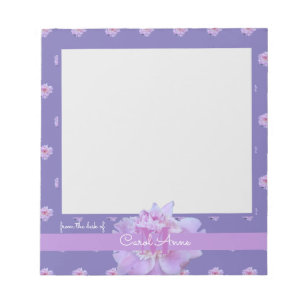 Rosa Peony Blume Lila Monogram Notizblock