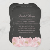Rosa Peony Chalkboard Bridal Dusche Einladung (Vorne/Hinten)