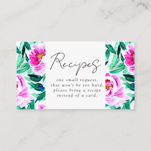 Rosa Peony Floral Brautparty Anfrage Begleitkarte (Vorderseite)