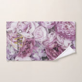 Rosa Peony Floral Elegante Gold Monogram Badhandtuch Set (Handtuch)