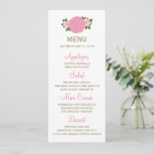 Rosa Peony Floral Wedding Menu Menükarte (Stehend Vorderseite)