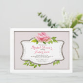 Rosa Peony Frame 3 Einladung (Stehend Vorderseite)