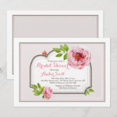 Rosa Peony Frame 4 Einladung (Vorne/Hinten)