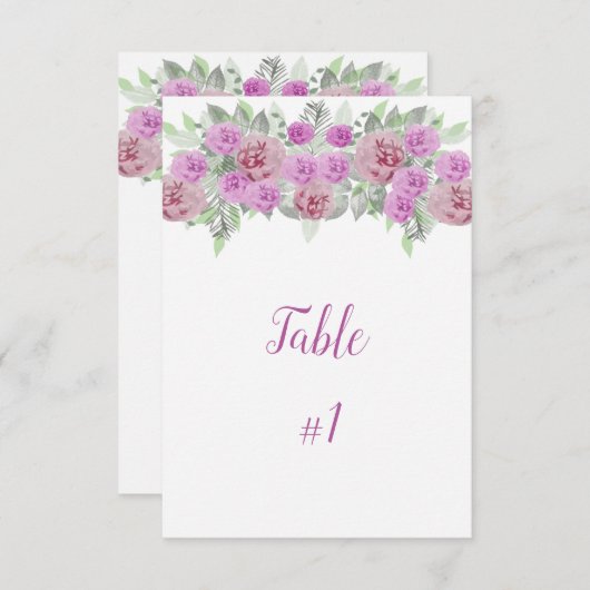 Rosa Peony Greenerity Empfang Table Card Einladung (Vorne/Hinten)