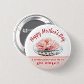 Rosa-Peony-Muttertag Button (Vorne & Hinten)