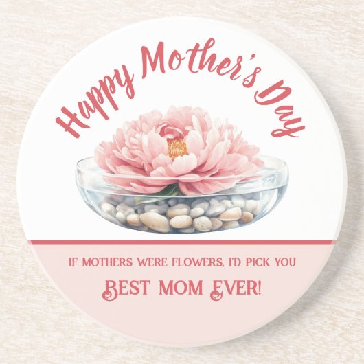 Rosa-Peony-Muttertag Getränkeuntersetzer (Vorne)