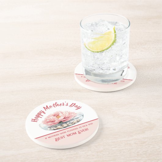 Rosa-Peony-Muttertag Getränkeuntersetzer (Seite)